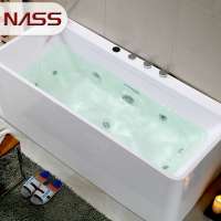 New Product White Fashion Rectangular Massage Bathtub With 6 Pcs Big Jets