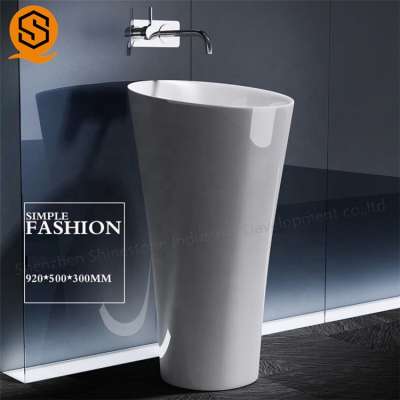 Sanitary ware bathroom one piece modified acrylic wash basin pedestal,floor mounted mop sink, wash basins