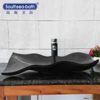 wavy shape irregular black stone art basins