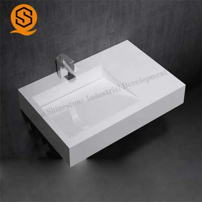 Bathroom rectangle basin 16 inch hand wash sink solid surface wall basin