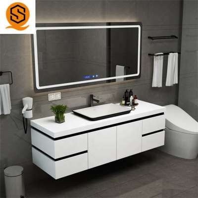 Modern acrylic resin solid surface bathroom vanity cabinet design