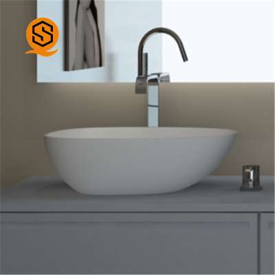 high durability commercial white matte artificial stone bathroom wash basin