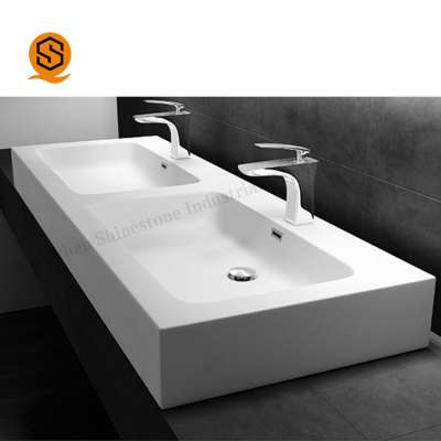 19 years factory Custom size bathroom double wash basin for 5 star hotel acrylic solid surface bathroom vanity sinks