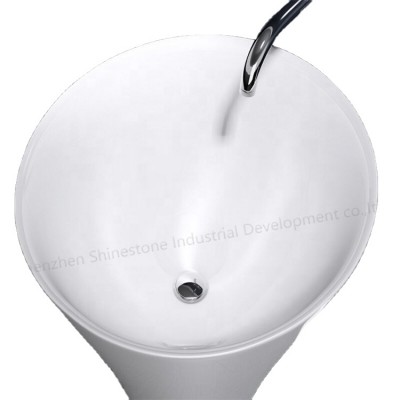 Top quality white resin solid surface glossy finished pedestal wash basin