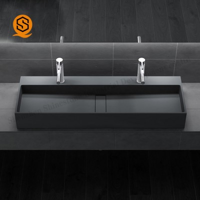 Modern design luxury man-made stone solid surface acrylic black wash basin