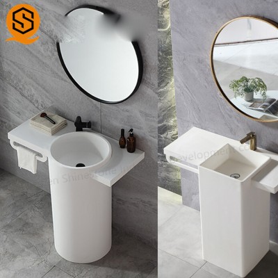 Italian Design wash basin acrylic solid surface pedestal lavatory wash basin