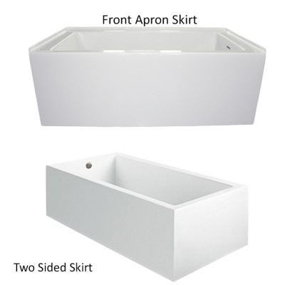 China supplier artificial stone solid surface 2 sided skirt bathtub for hotel